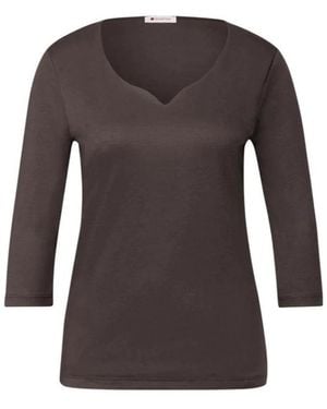 Street One Cotton Long Sleeve T-Shirt - Bruin