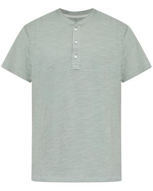 Rag & Bone Tops ,Groen ,Katoen T-Shirt Met Een Halslijn Met Knopen