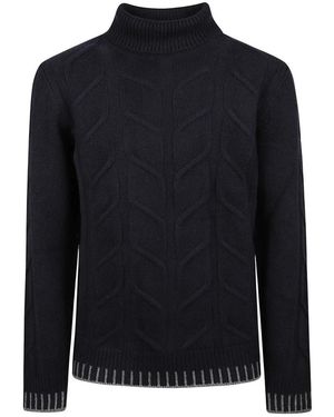 Altea Zopfmuster-Rollkragenpullover - Blau