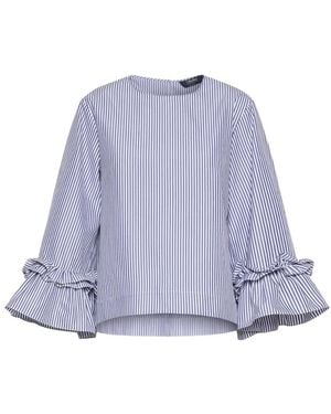Max Mara Poplin Blouse Met Ruches En Volants - Blauw