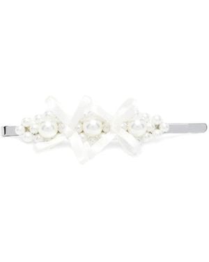 Simone Rocha Accessoires ,Wit ,Wit Faux-Parel Strik Haaraccessoire