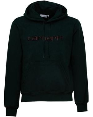 Carhartt Hoodies & Sweatvesten ,Groen ,Katoen Hooded Sweatshirt - Zwart