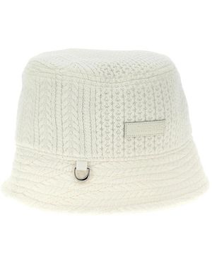 Jacquemus Accessoires ,Wit ,Nylon Cable Knit Bucket Hat - Naturel