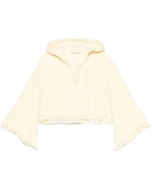 Zimmermann Hoodies & Sweatvesten ,Katoen Gele V-Hals Katoenen Hoodie - Naturel