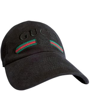 Gucci Accessoires ,Zwart ,Katoen Katoenen Baseballpet Met Borduurwerk