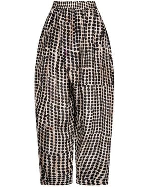 Mes Demoiselles Pantaloni in seta a gamba larga con motivo a pois irregolari - Nero