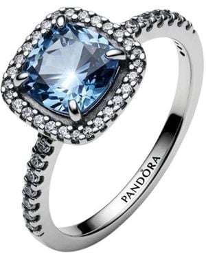 PANDORA Großer Quadratischer Ring Mit Lichtpunkt - Blau