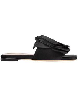 Simone Rocha Schoenen ,Zwart ,Leer Pressed Rosette Slide