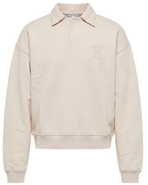 Daily Paper Hoodies & Sweatvesten ,Katoen Oversized Shield Polo Sweater - Wit