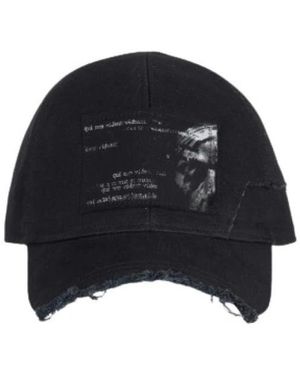 Isabel Benenato Denim Baseball Cap Mit Print Und Cut-Out-Visor - Schwarz