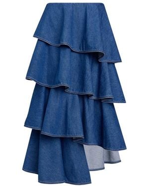 Alaïa Spiral Denim Skirt - Blue