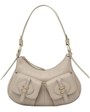 Coccinelle Tassen ,Leer Mavery Pocket - Grijs
