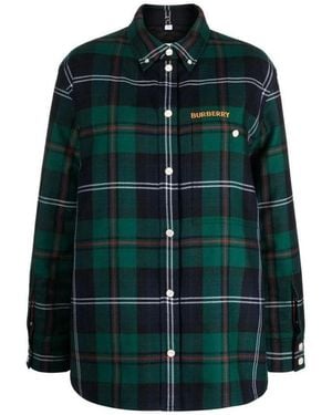 Burberry Wollmusterhemd - Grün