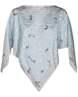 PUCCI Accessoires ,Blauw ,Zijde Blouse Met Print