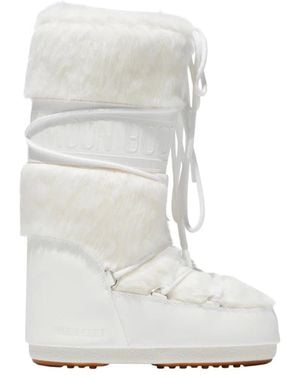 Moon Boot Schoenen ,Wit ,Leer Mb Icon Faux-Fur Boot