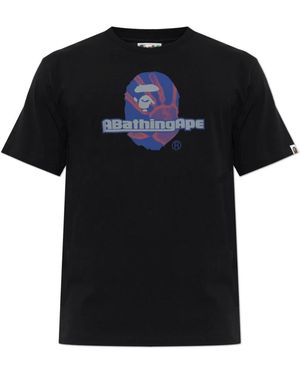 A Bathing Ape Tops ,Zwart ,Katoen Logo T-Shirt
