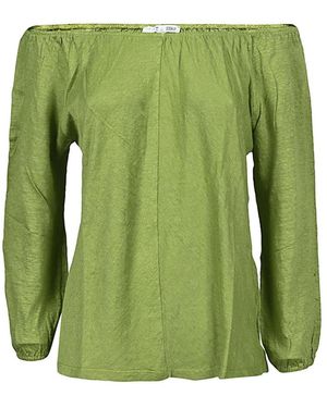 Zero C Tops ,Groen ,Linnen Long Sleeve Tops