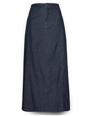 Elena Miro A-Linie Midirock Aus Chambray - Blau
