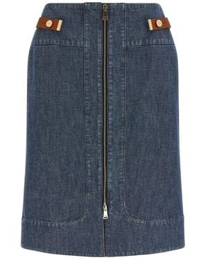 Fendi Jeansrok Met Ritsdetails - Blauw