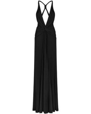 Tom Ford V-Ausschnitt Criss-Cross Abendkleid - Schwarz