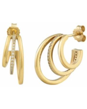 Caï Zilveren Triple Design Oorbellen Met Zirkonia - Metallic