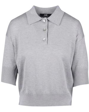 Alpha Studio Tops ,Grijs ,Kasjmier Polo Cropped