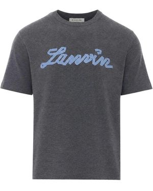 Lanvin Tops ,Grijs ,Katoen Geborduurd Katoenen T-Shirt