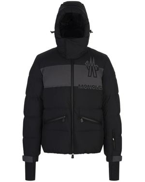 Moncler Schwarze skijacke mit bergdetails