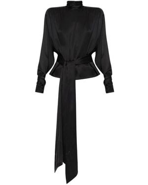 Balmain Overhemden ,Zwart ,Asymmetrische Zijden Blouse