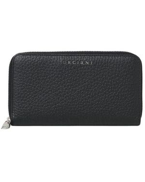 Orciani Schwarze Leder-Zip-Geldbörse