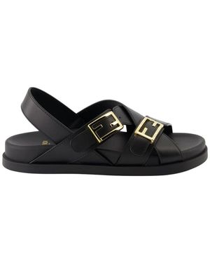 Fendi Schwarze Ledersommersandalen