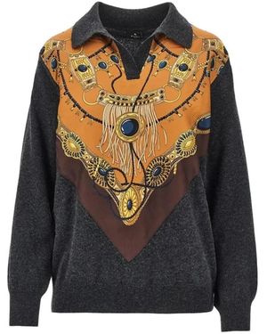 Etro Strick-Poloshirt - Schwarz