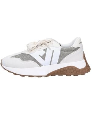 Emanuélle Vee Schoenen ,Grijs ,Suède Sneakers Zilver - Wit
