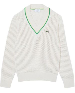 Lacoste V-Neck Knitwear - White
