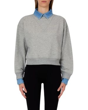 Liu Jo Hoodies & Sweatvesten ,Grijs ,Denim Felpa Con Colletto