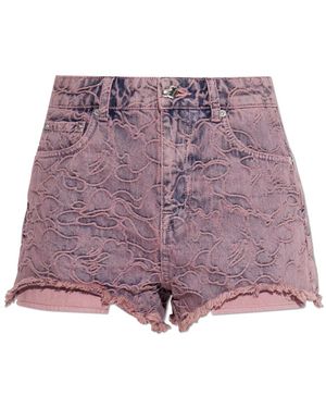 A Bathing Ape Korte Broeken ,Roze ,Denim Raw-Hem Denim Shorts - Paars
