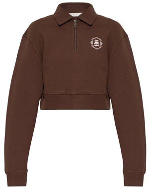 Palm Angels Hoodies & Sweatvesten ,Bruin ,Katoen Long Sleeve Polo