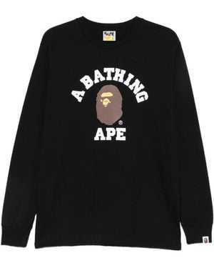 A Bathing Ape Hoodies & Sweatvesten ,Zwart ,Katoen College Ls Tee