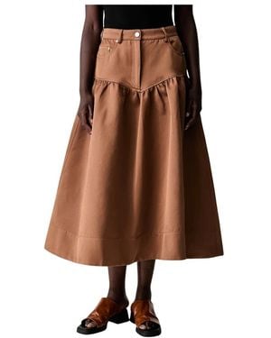 Ganni Midi Skirts - Marrón