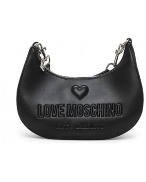 Love Moschino Mond Umhängetasche Mit Logo Reißverschluss - Schwarz