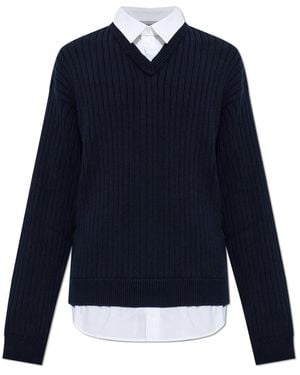 Balenciaga Baumwollpullover Mit Hemddetails - Blau