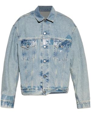 Maison Margiela Jassen ,Blauw ,Denim Taped Denim Jacket