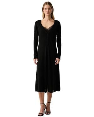 Pinko Kleedjes ,Zwart ,Wol Gebreide Midi-Jurk