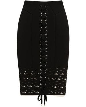 John Richmond Front Lace-Up Midi Skirt - Schwarz