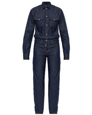 DSquared² Dark Shirting Rinse Jean Jumpsuit - Blau