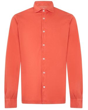 Fedeli Overhemden ,Oranje ,Katoen Shirt Met Lange Mouwen - Rood