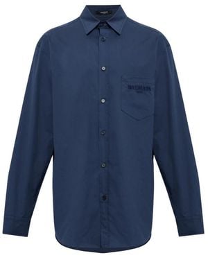 Balmain Overhemden ,Blauw ,Katoen Paris Logo Shirt