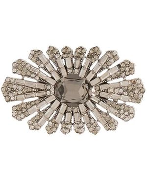 Emporio Armani Accessoires ,Grijs ,Ovale Kristallen Broche - Wit
