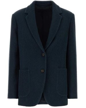 Brunello Cucinelli Glanzende Gebreide Blazer - Blauw