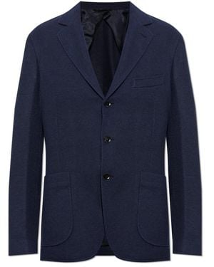 Brioni Jassen ,Blauw ,Wol Blazer Met Open Revers
